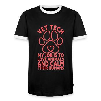 Veterinary Technician Funny Vet Tech - Männer Kontrast-T-Shirt - Schwarz/Weiß - Vorne - AI Model Female 172 light (172cm) & AI Model Male 178 light (178cm)