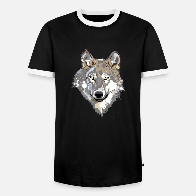 Wolf - Men's Ringer Shirt - black/white