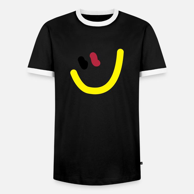 EM2018 DE (Smiley) - Männer Kontrast-T-Shirt - Schwarz/Weiß