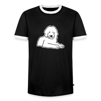 Goldendoodle - Men's Ringer Shirt - black/white - Front - AI Model Female 172 light (172cm) & AI Model Male 178 light (178cm)