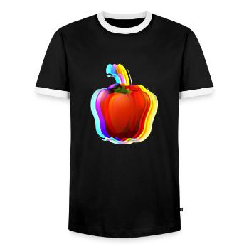Habanero,chilli, bunt, verlauf ,schein - Männer Kontrast-T-Shirt - Schwarz/Weiß - Vorne - AI Model Female 172 light (172cm) & AI Model Male 178 light (178cm)