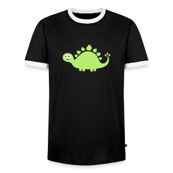 Funny cute dinosaur - Men's Ringer Shirt - black/white - Front - AI Model Female 172 light (172cm) & AI Model Male 178 light (178cm)