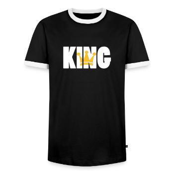 KING ! - Männer Kontrast-T-Shirt - Schwarz/Weiß - Vorne - AI Model Female 172 light (172cm) & AI Model Male 178 light (178cm)