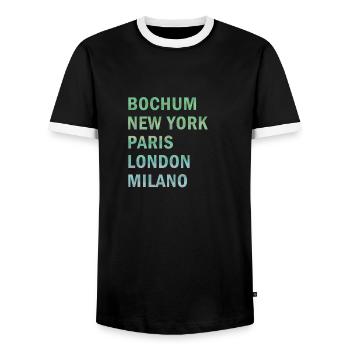 Metropole Bochum - Männer Kontrast-T-Shirt - Schwarz/Weiß - Vorne - AI Model Female 172 light (172cm) & AI Model Male 178 light (178cm)