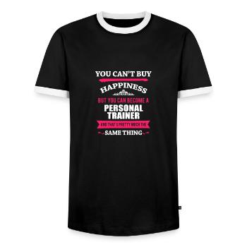 Personal Trainer - Men's Ringer Shirt - black/white - Front - AI Model Female 172 light (172cm) & AI Model Male 178 light (178cm)