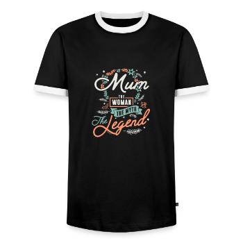 Mum - Men's Ringer Shirt - black/white - Front - AI Model Female 172 light (172cm) & AI Model Male 178 light (178cm)