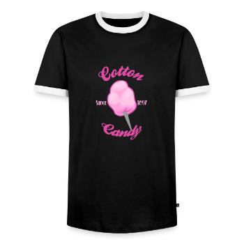 Cotton candy 2 - Men's Ringer Shirt - black/white - Front - AI Model Female 172 light (172cm) & AI Model Male 178 light (178cm)