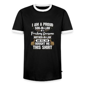Proud Son-in-Law of a awesome mother-in-law - Männer Kontrast-T-Shirt - Schwarz/Weiß - Vorne - AI Model Female 172 light (172cm) & AI Model Male 178 light (178cm)