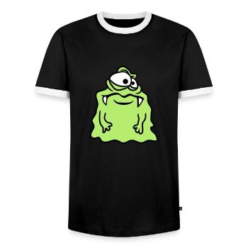 glaire glibber dégoûtant visage visqueux mons tête - T-shirt contrasté Homme - noir/blanc - Devant - AI Model Female 172 light (172cm) & AI Model Male 178 light (178cm)