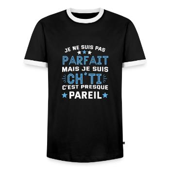 Je ne suis pas parfait mais je suis chti cadeau - T-shirt contrasté Homme - noir/blanc - Devant - AI Model Female 172 light (172cm) & AI Model Male 178 light (178cm)