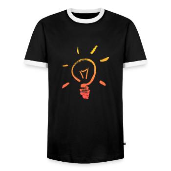 Light bulb vintage lamp on lights - Men's Ringer Shirt - black/white - Front - AI Model Female 172 light (172cm) & AI Model Male 178 light (178cm)