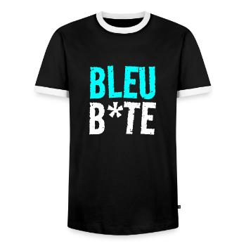bleu bite - T-shirt contrasté Homme - noir/blanc - Devant - AI Model Female 172 light (172cm) & AI Model Male 178 light (178cm)