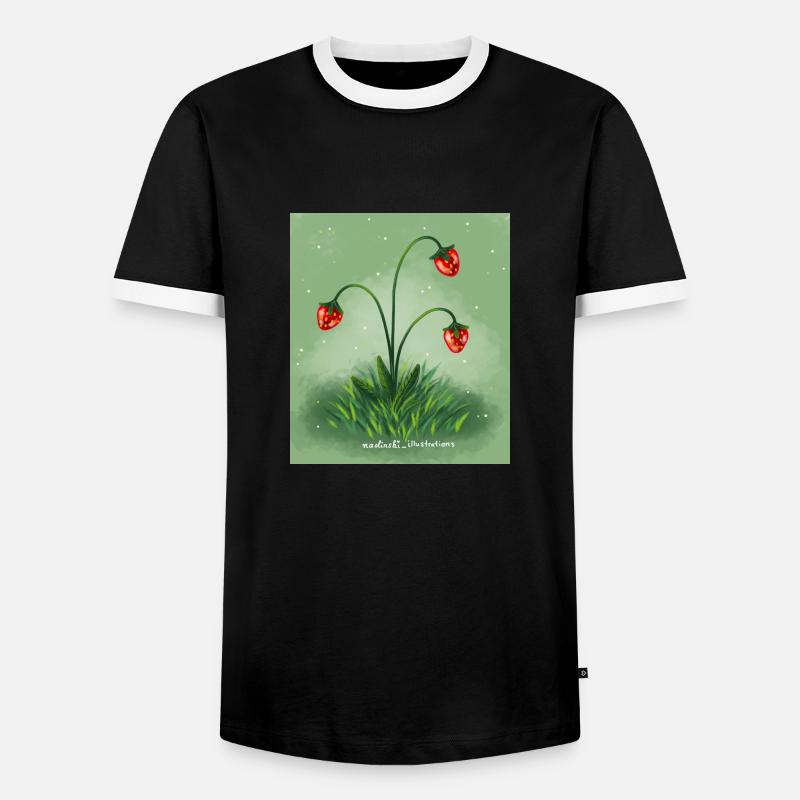 Erdbeeren - Männer Kontrast-T-Shirt - Schwarz/Weiß