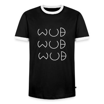 wub wub wub - Men's Ringer Shirt - black/white - Front - AI Model Female 172 light (172cm) & AI Model Male 178 light (178cm)