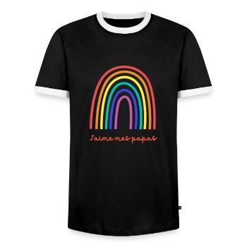 J'aime mes papas - T-shirt contrasté Homme - noir/blanc - Devant - AI Model Female 172 light (172cm) & AI Model Male 178 light (178cm)