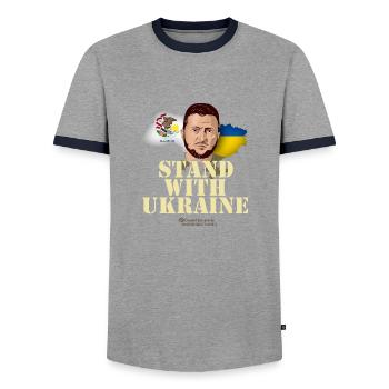 Ukraine Illinois Selenskyj Unterstützer Merch - Männer Kontrast-T-Shirt - Grau/Navy  - Vorne - AI Model Female 172 light (172cm) & AI Model Male 178 light (178cm)