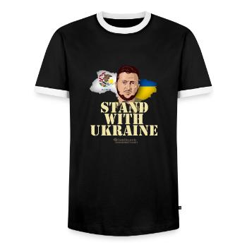 Ukraine Illinois Zelenskyj supporter Merch - Men's Ringer Shirt - black/white - Front - AI Model Female 172 light (172cm) & AI Model Male 178 light (178cm)