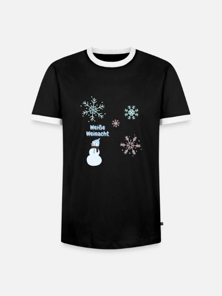 Weiße Weinacht - Männer Kontrast-T-Shirt - Schwarz/Weiß