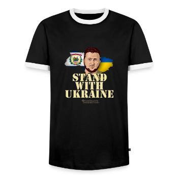 Ukraine West Virginia - Männer Kontrast-T-Shirt - Schwarz/Weiß - Vorne - AI Model Female 172 light (172cm) & AI Model Male 178 light (178cm)