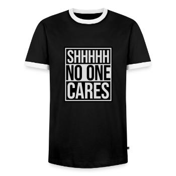 chut personne ne s’en soucie - T-shirt contrasté Homme - noir/blanc - Devant - AI Model Female 172 light (172cm) & AI Model Male 178 light (178cm)