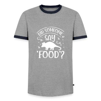 Did Someone Say Food Cute Opossum Craving Pizza - Men's Ringer Shirt - grey/navy  - Front - AI Model Female 172 light (172cm) & AI Model Male 178 light (178cm)