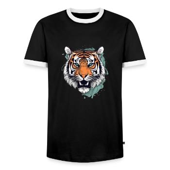 Tiger - Männer Kontrast-T-Shirt - Schwarz/Weiß - Vorne - AI Model Female 172 light (172cm) & AI Model Male 178 light (178cm)