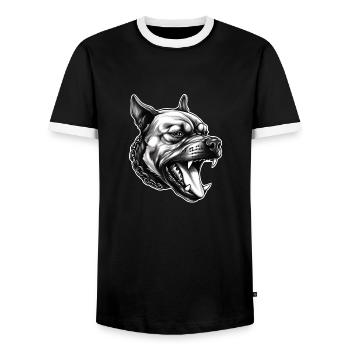 Pitbull Power – Strong. Loyal. Fearless. - Men's Ringer Shirt - black/white - Front - AI Model Female 172 light (172cm) & AI Model Male 178 light (178cm)