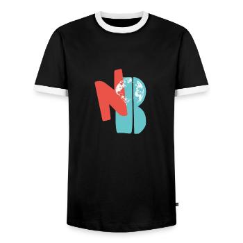 N O B - Men's Ringer Shirt - black/white - Front - AI Model Female 172 light (172cm) & AI Model Male 178 light (178cm)