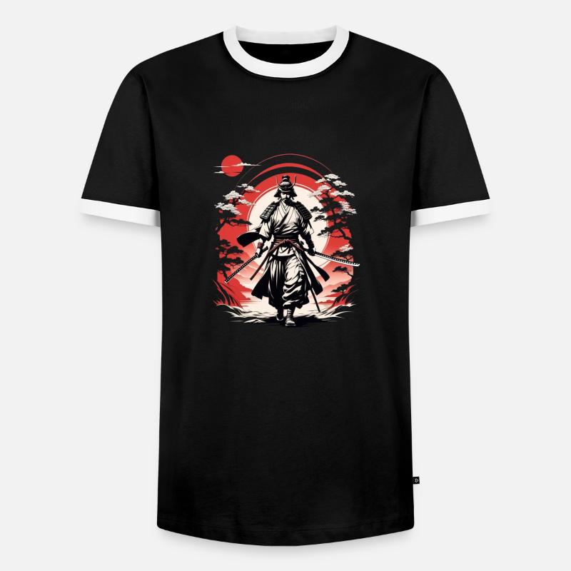 Samurai-Krieger - Japan - Dämon - Männer Kontrast-T-Shirt - Schwarz/Weiß