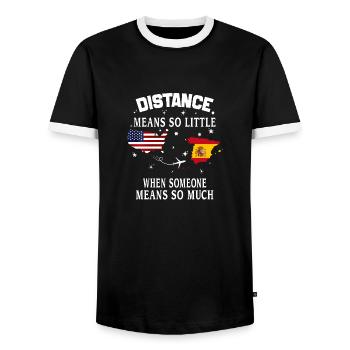 Distanz bedeutet so wenig, wenn jemand viel bedeutet - Männer Kontrast-T-Shirt - Schwarz/Weiß - Vorne - AI Model Female 172 light (172cm) & AI Model Male 178 light (178cm)