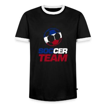Équipe de France de football - T-shirt contrasté Homme - noir/blanc - Devant - AI Model Female 172 light (172cm) & AI Model Male 178 light (178cm)