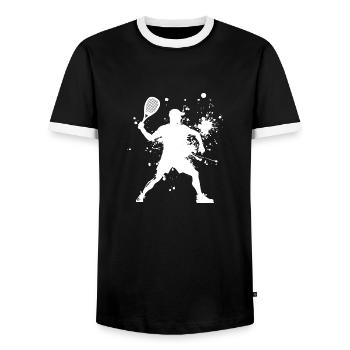 Pickleball Hommes Racquetball Jeux de racquetball - T-shirt contrasté Homme - noir/blanc - Devant - AI Model Female 172 light (172cm) & AI Model Male 178 light (178cm)