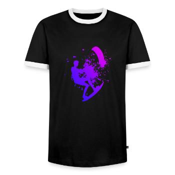 Kitesurf Kitesurf Cerf-volant Femmes Hommes Kitesurf - T-shirt contrasté Homme - noir/blanc - Devant - AI Model Female 172 light (172cm) & AI Model Male 178 light (178cm)