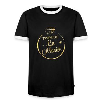 Das Team der Goldenen Braut - Männer Kontrast-T-Shirt - Schwarz/Weiß - Vorne - AI Model Female 172 light (172cm) & AI Model Male 178 light (178cm)