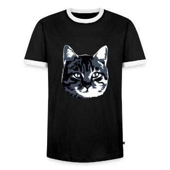 Katze Realistisch Haustier Süß Niedlich Kätzchen - Männer Kontrast-T-Shirt - Schwarz/Weiß - Vorne - AI Model Female 172 light (172cm) & AI Model Male 178 light (178cm)