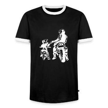 Crâne de hors-la-loi Gangs d’autoroutes Mort de motard - T-shirt contrasté Homme - noir/blanc - Devant - AI Model Female 172 light (172cm) & AI Model Male 178 light (178cm)