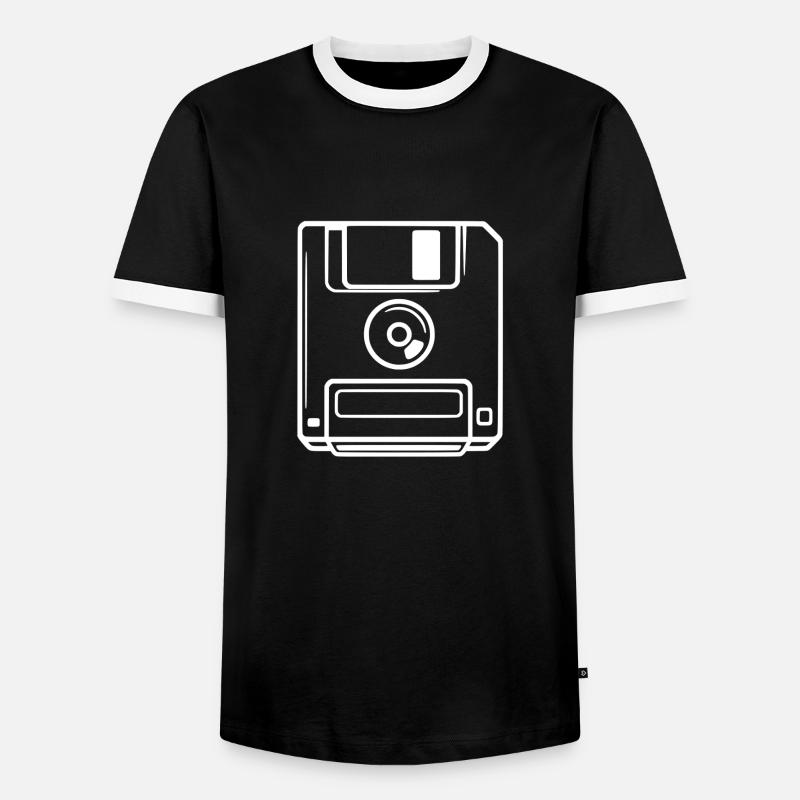 Retro Floppy Disk - Men's Ringer Shirt - black/white