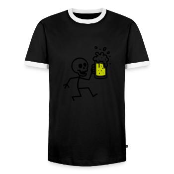 Skelett Bier Saufen - Männer Kontrast-T-Shirt - Schwarz/Weiß - Vorne - AI Model Female 172 light (172cm) & AI Model Male 178 light (178cm)