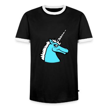Einhorn Cooler Kerl Böses Lächeln Cartoon Pferd - Männer Kontrast-T-Shirt - Schwarz/Weiß - Vorne - AI Model Female 172 light (172cm) & AI Model Male 178 light (178cm)