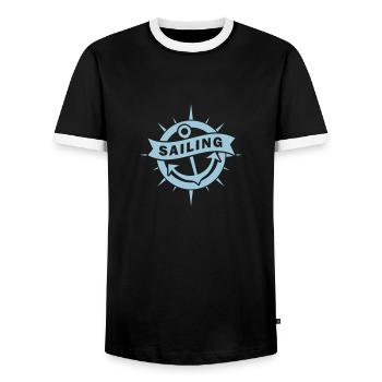 Anker - Segeln - Sailing 1farbig - Men's Ringer Shirt - black/white - Front - AI Model Female 172 light (172cm) & AI Model Male 178 light (178cm)