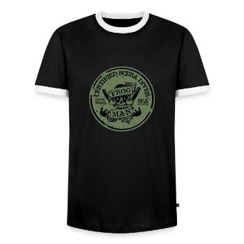 CERTIFIED SCUBA DIVER NOIR ET OLIVE - T-shirt contrasté Homme - noir/blanc - Devant - AI Model Female 172 light (172cm) & AI Model Male 178 light (178cm)