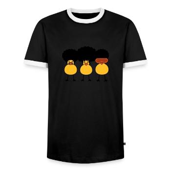 Funky Chicks - T-shirt contrasté Homme - noir/blanc - Devant - AI Model Female 172 light (172cm) & AI Model Male 178 light (178cm)