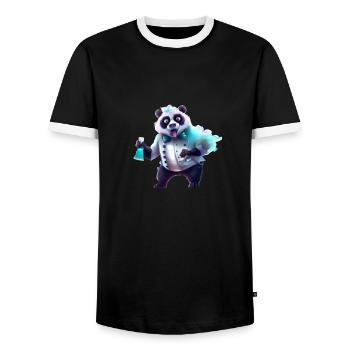 Panda scientist - Men's Ringer Shirt - black/white - Front - AI Model Female 172 light (172cm) & AI Model Male 178 light (178cm)