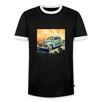Élégance intemporelle - Le classique sur roues - T-shirt contrasté Homme - noir/blanc - Devant - AI Model Female 172 light (172cm) & AI Model Male 178 light (178cm)