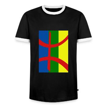 Drapeau Amazigh inversé - T-shirt contrasté Homme - noir/blanc - Devant - AI Model Female 172 light (172cm) & AI Model Male 178 light (178cm)