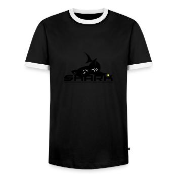 shark-sixmilliards.com - Men's Ringer Shirt - black/white - Front - AI Model Female 172 light (172cm) & AI Model Male 178 light (178cm)