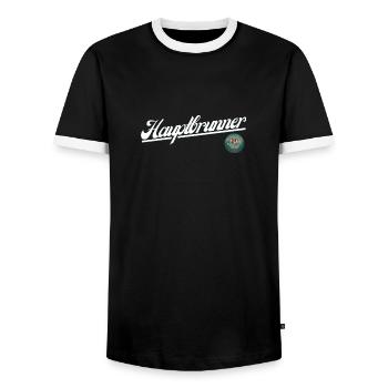 Hauptbrunner - Männer Kontrast-T-Shirt - Schwarz/Weiß - Vorne - AI Model Female 172 light (172cm) & AI Model Male 178 light (178cm)