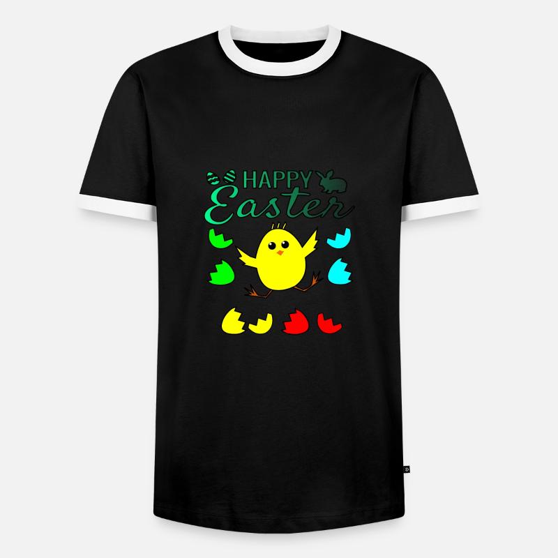 Happy Easter chick - Men's Ringer Shirt - black/white