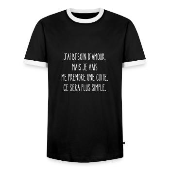 je vais prendre une cuite - T-shirt contrasté Homme - noir/blanc - Devant - AI Model Female 172 light (172cm) & AI Model Male 178 light (178cm)