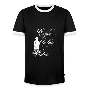 Come to the Water | Go fishing | Fly fishing - Men's Ringer Shirt - black/white - Front - AI Model Female 172 light (172cm) & AI Model Male 178 light (178cm)